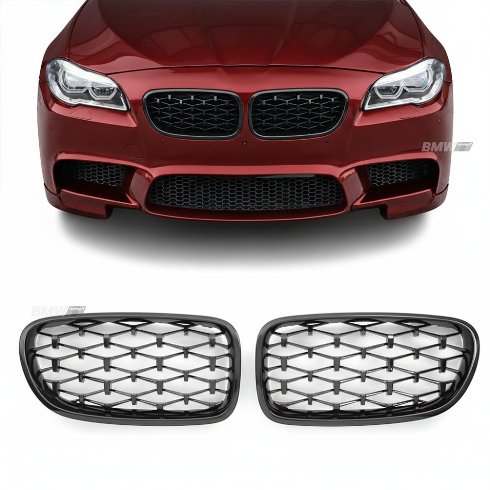 BMW F10 F11 Diamond Grilles Gloss Black