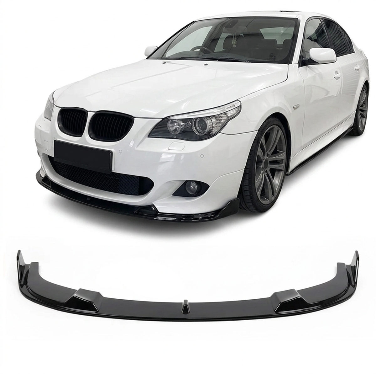 BMW E60 / E61 M-Sport H-Style Front Splitter Gloss Black