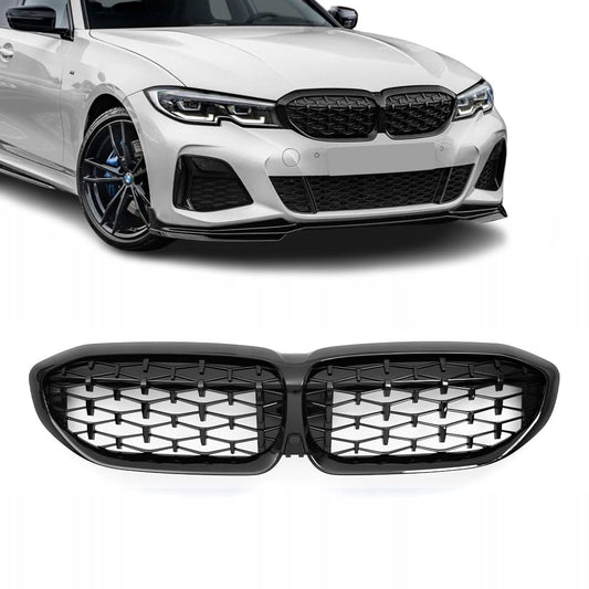 BMW G20 G21 Gloss Black Diamond Kidneys, Black Details