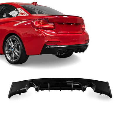 BMW F22 F23, M Performance look takapuskuriin diffuusori kiiltävän musta