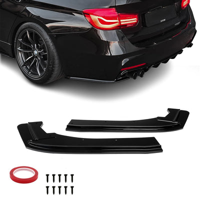 BMW F30 F31, Rear bumper gloss black additional pieces, corner splitters