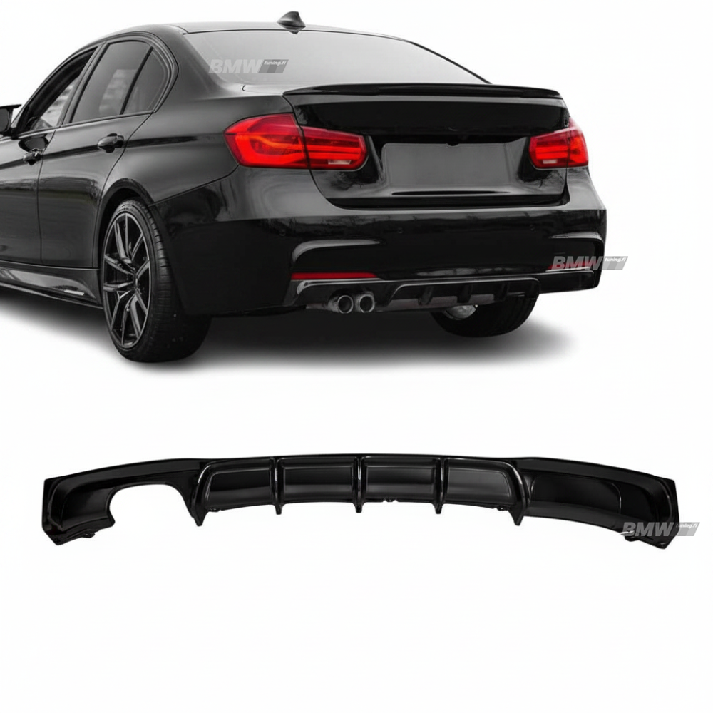 BMW F30 F31 M-Performance diffuser for M-Sport rear bumper, glossy black 