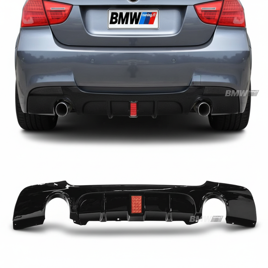 BMW E90 E91 05-13 M-Performance takapuskurin diffuusori jarruvalolla kiiltävän musta