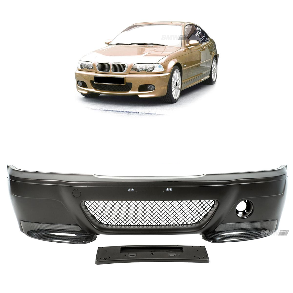 BMW E46 M3 CSL-look Etupuskuri Carbon-splittereillä