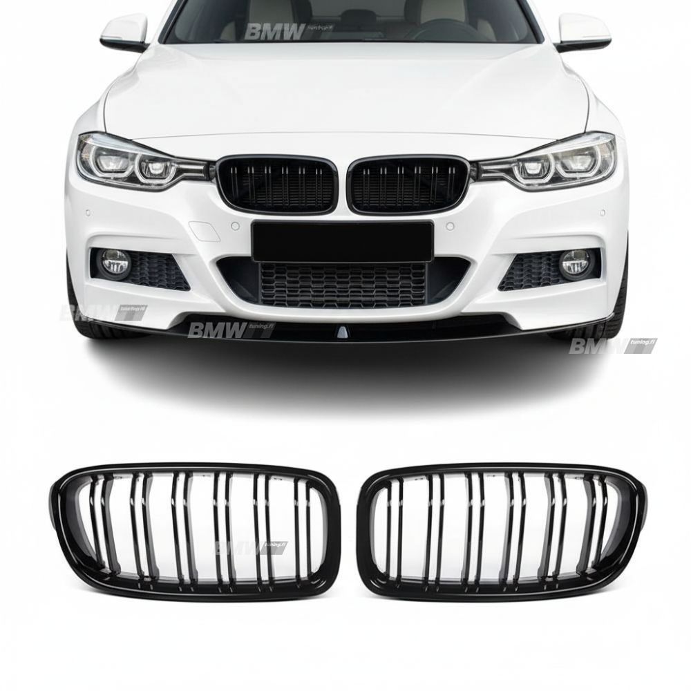 BMW F30 F31, M-look glossy black kidneys