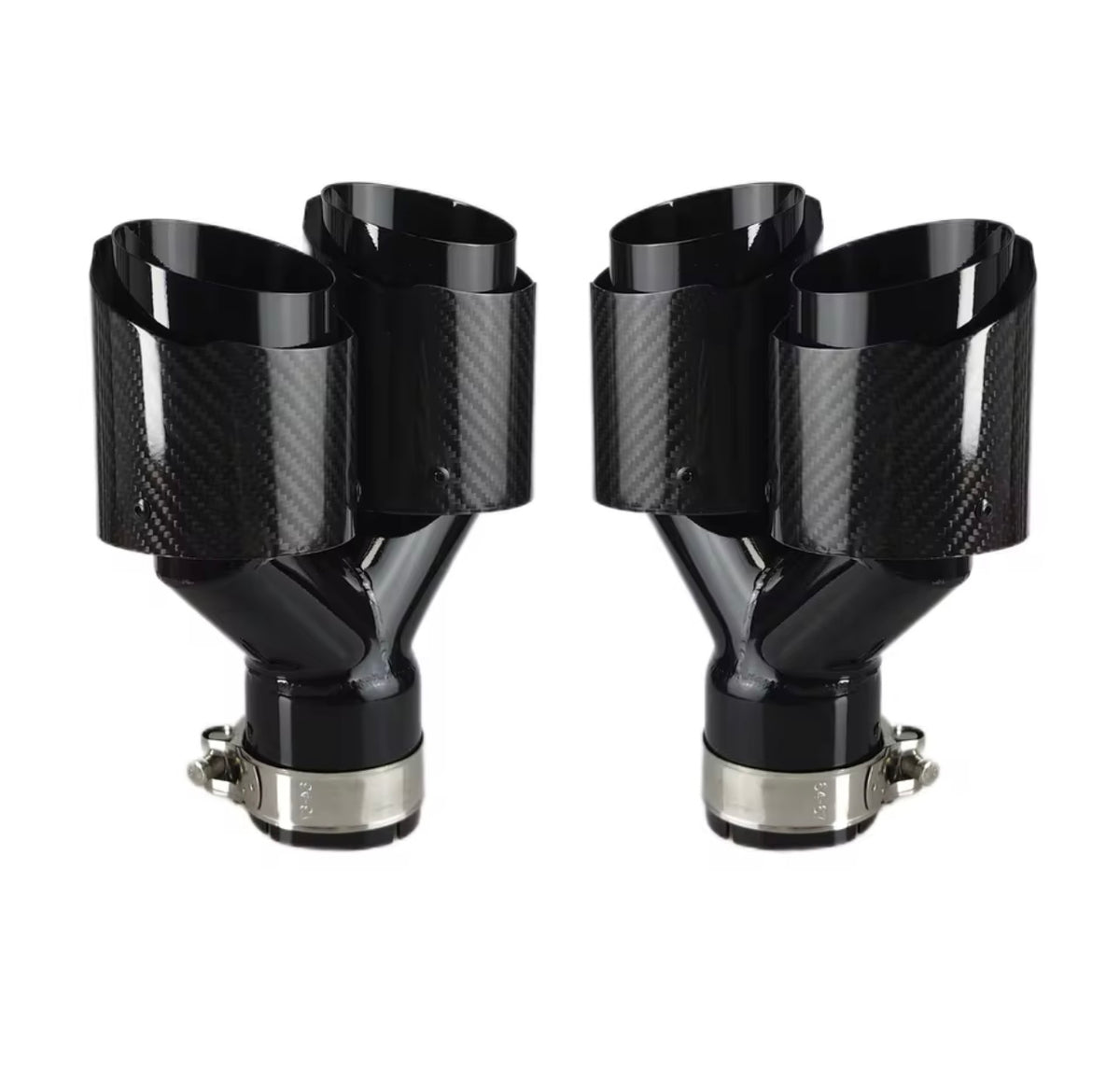 BMW yleismalliset hiilikuitu
putkenpäät 2+2 liitos 63,5mm ulostulo
2x89mm