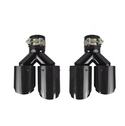 BMW yleismalliset hiilikuitu
putkenpäät 2+2 liitos 63,5mm ulostulo
2x89mm