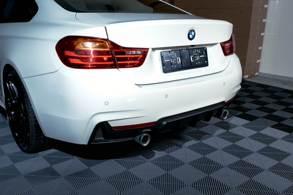 BMW F32 F33 F36 M-Performance matta musta takapuskurin diffuusori tuplaulostulolla