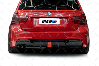 BMW E90 E91 05-11 M-Performance rear bumper diffuser with brake light glossy black