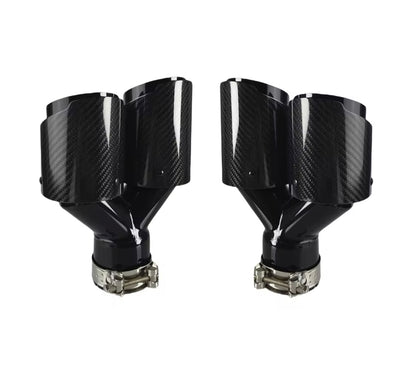 BMW yleismalliset hiilikuitu
putkenpäät 2+2 liitos 63,5mm ulostulo
2x89mm