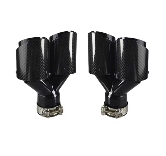 BMW yleismalliset hiilikuitu
putkenpäät 2+2 liitos 63,5mm ulostulo
2x89mm