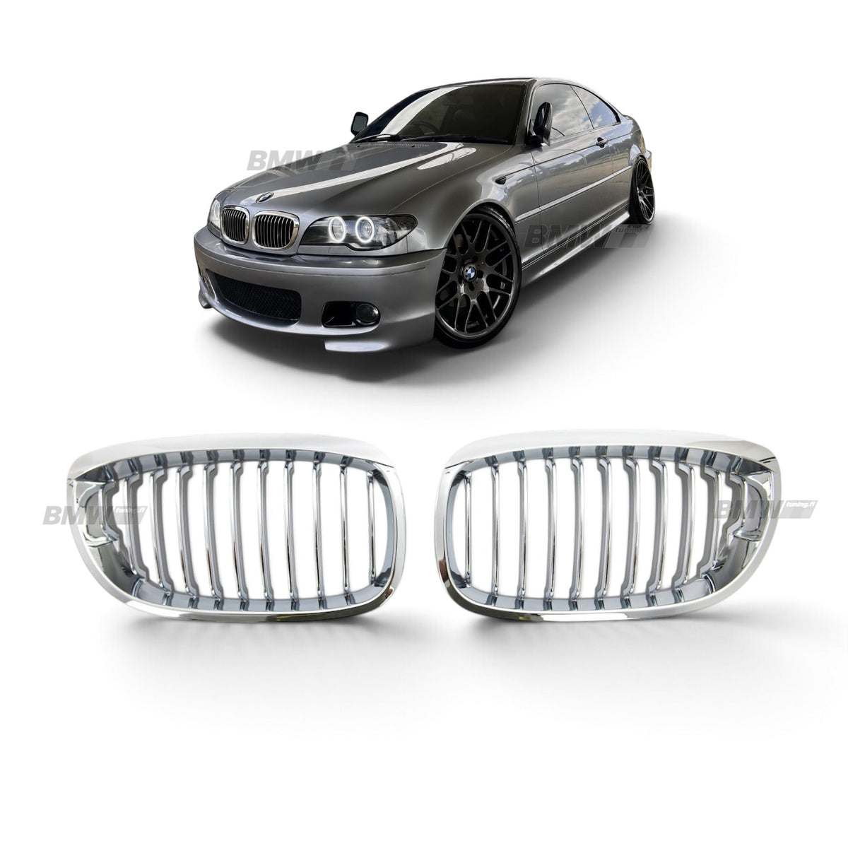 BMW E46 LCI Munuaiset Single Look Kromi, 03-06
