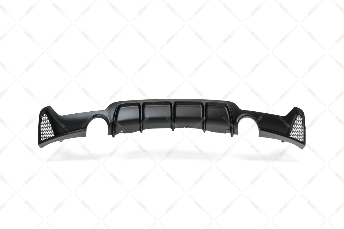 BMW F32 F33 F36 M-Performance matta musta takapuskurin diffuusori tuplaulostulolla