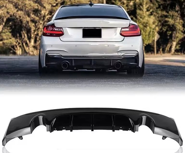 BMW F22 F23, M Performance look takapuskuriin diffuusori kiiltävän musta