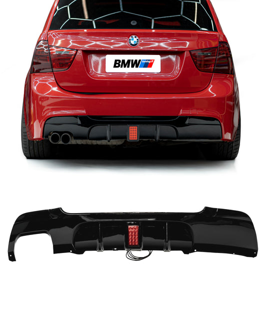 BMW E90 E91 05-11 M-Performance takapuskurin diffuusori jarruvalolla kiiltävän musta