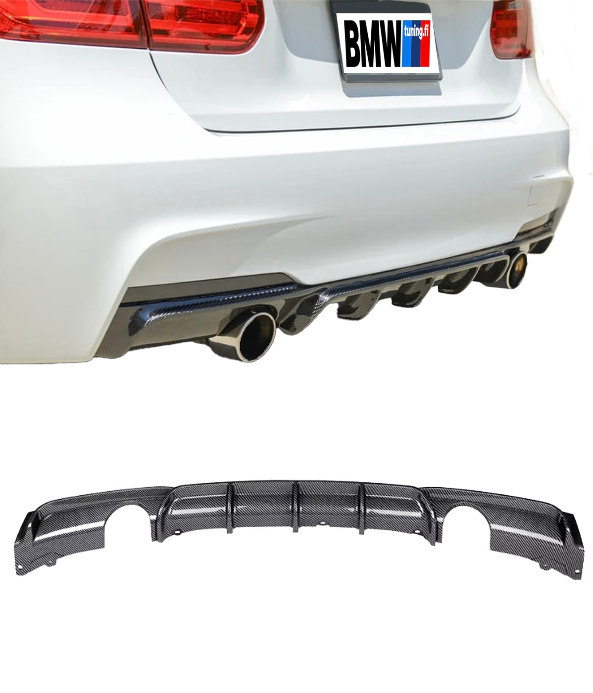 BMW F30 F31 M-Performance diffuusori M-Sport takapuskuriin carbon look