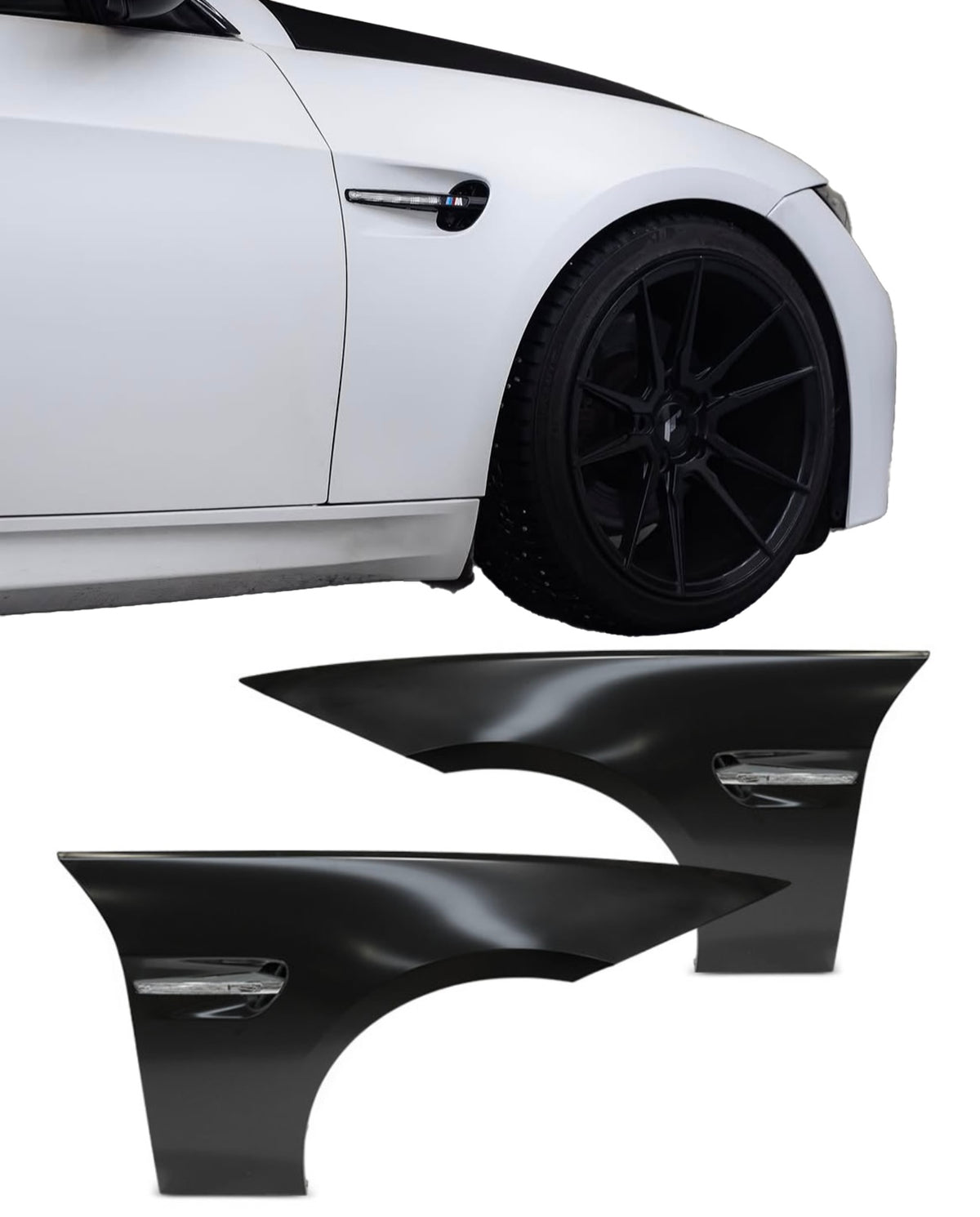 BMW E90 / E91, M3-Look front fenders with LED indicators