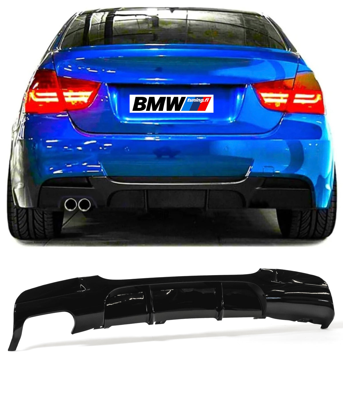 BMW E90 E91 05-11 M-Performance takapuskuriin diffuusori kiiltävän musta