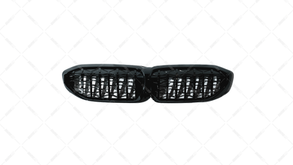 BMW G20 G21 Gloss Black Diamond Kidneys, Black Details