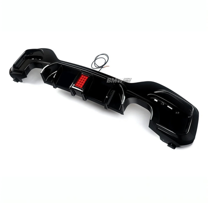 BMW F20 F21 LCI rear bumper diffuser with brake light glossy
 black
