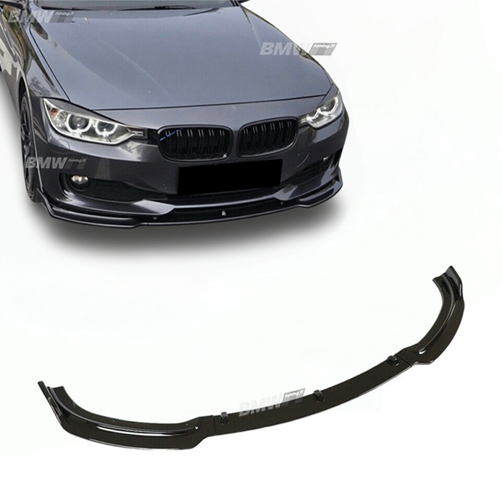 BMW F30 F31 LCI etupuskurin lippa kiiltävän musta vakio puskuriin