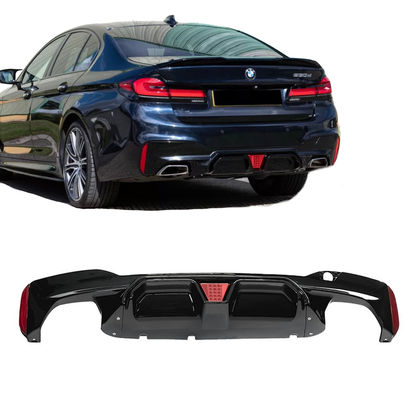 BMW G30 G31, CS rear bumper diffuser glossy black with brake light