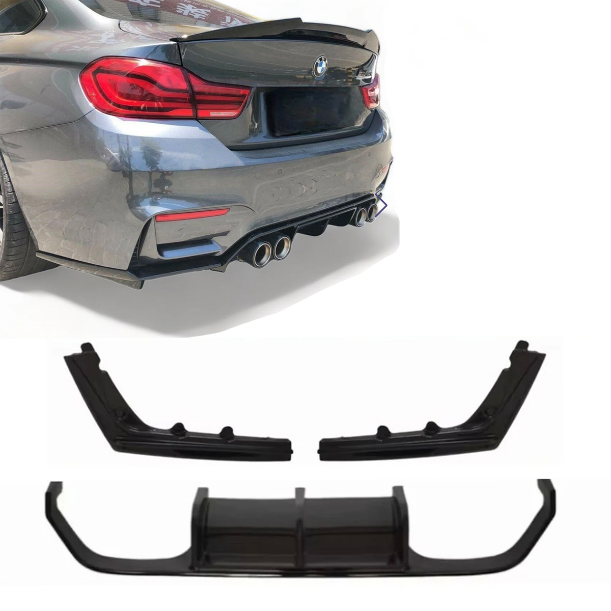 BMW F80 F82 F83 M3 M4, Takapuskurin diffuusori kiiltävän musta