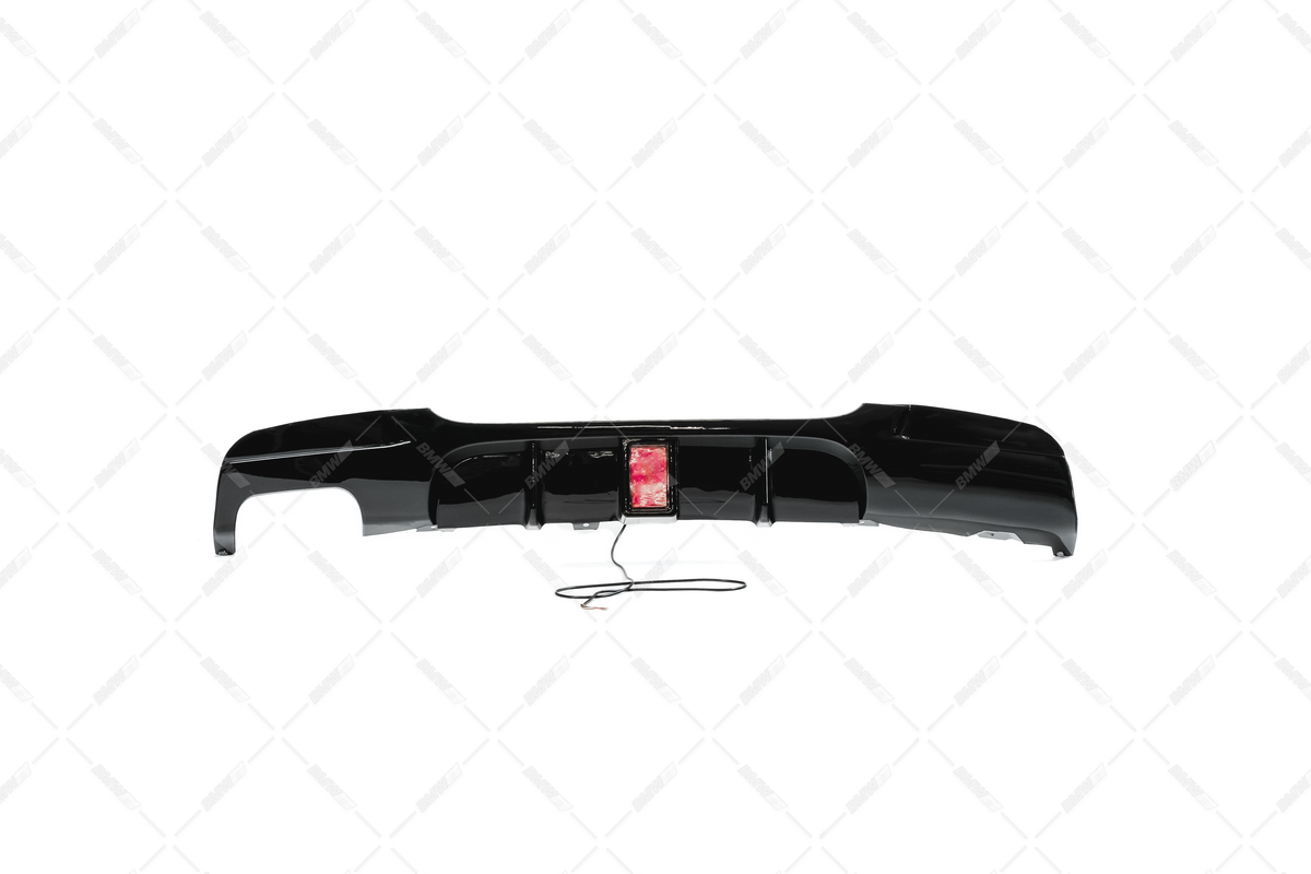 BMW E90 E91 05-11 M-Performance rear bumper diffuser with brake light glossy black