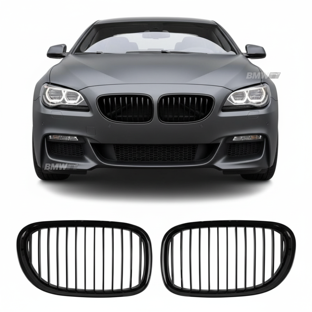 BMW F01 F02 Single Grilles, Gloss Black