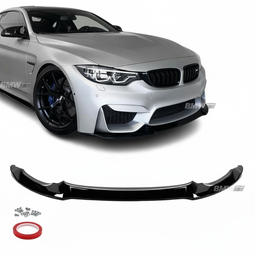 BMW F80 F82 F83 M3 M4, Front Bumper CS-style Lip Gloss Black